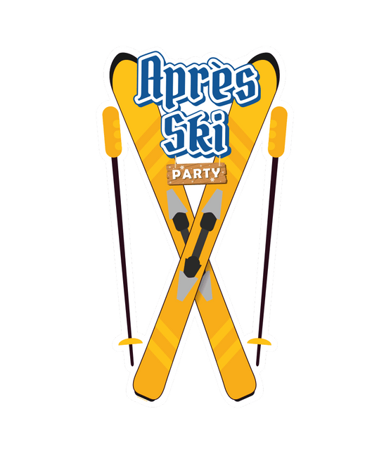 Plaque de porte bleue jaune Apres Ski 90cm