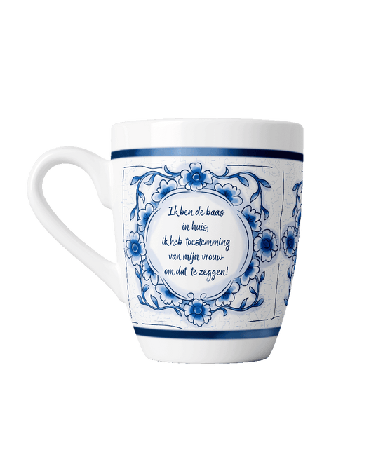 Delfts blauwe mok - Baas in huis van Paper Dreams koop je bij Partywinkel
