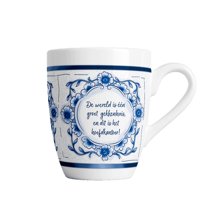 Delfts blauwe mok - Gekkenhuis van Paper Dreams koop je bij Partywinkel