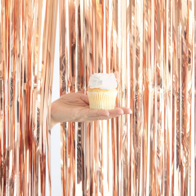 Deurgordijn Rose Gouden Metallic Folie 2,4m van Unique koop je bij Partywinkel