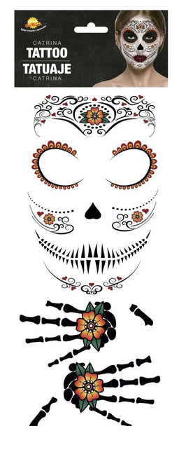 Dia De Los Muertos Gezicht Stickers 30x14 cm van Fiestas Guirca koop je bij Partywinkel