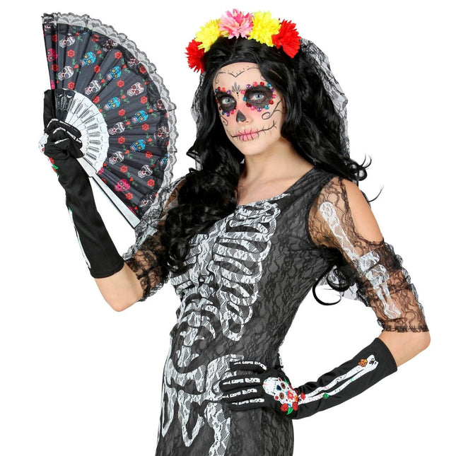 Dia De Los Muertos Handschoenen 40cm van Widmann koop je bij Partywinkel