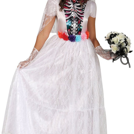 Dia De Los Muertos Jurk Wit Dames Bruid van Fiestas Guirca koop je bij Partywinkel