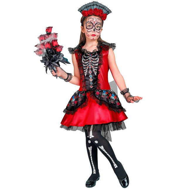 Dia De Los Muertos Jurk Zwart Rood van Widmann koop je bij Partywinkel