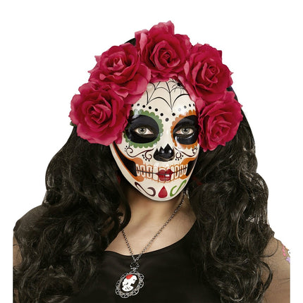 Dia De Los Muertos Masker Rozen van Widmann koop je bij Partywinkel