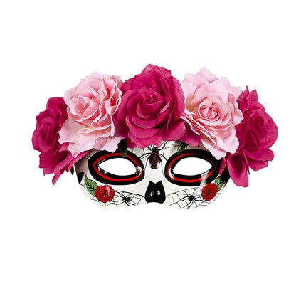 Dia De Los Muertos Oogmasker Roze Rozen van Widmann koop je bij Partywinkel