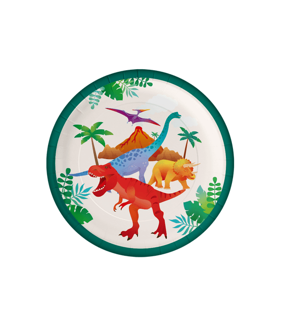 Dino Borden Gekleurd 23cm 8st van Paper Dreams koop je bij Partywinkel