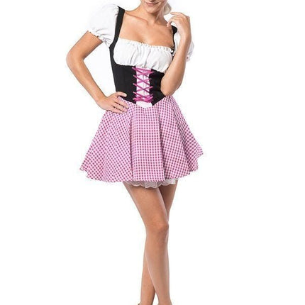 Dirndl Jurk Oktoberfest Geruit Roze van PartyXclusive koop je bij Partywinkel