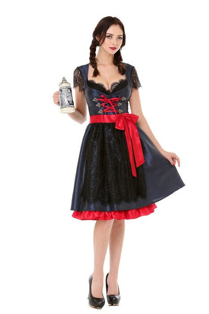 Dirndl Jurk Oktoberfest Zwart Rode Strik van PartyXclusive koop je bij Partywinkel