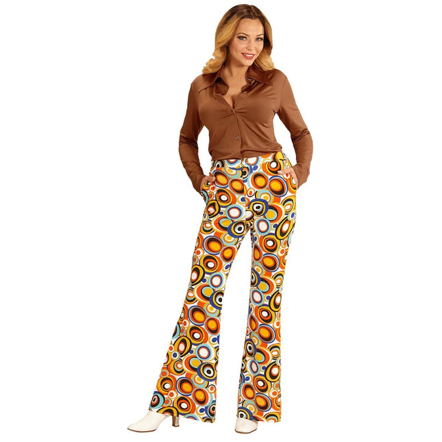 Disco 70S Broek Blauw Oranje Dames van Widmann koop je bij Partywinkel
