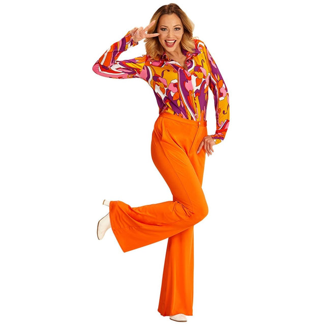 Disco 70S Broek Oranje Dames van Widmann koop je bij Partywinkel