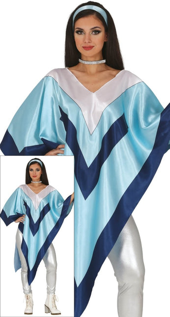 Disco 70S Poncho Blauw Dames van Fiestas Guirca koop je bij Partywinkel