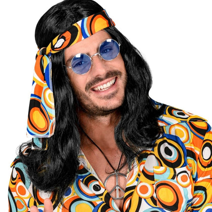 Disco 70S Pruik Zwart Met Hoofdband van Widmann koop je bij Partywinkel