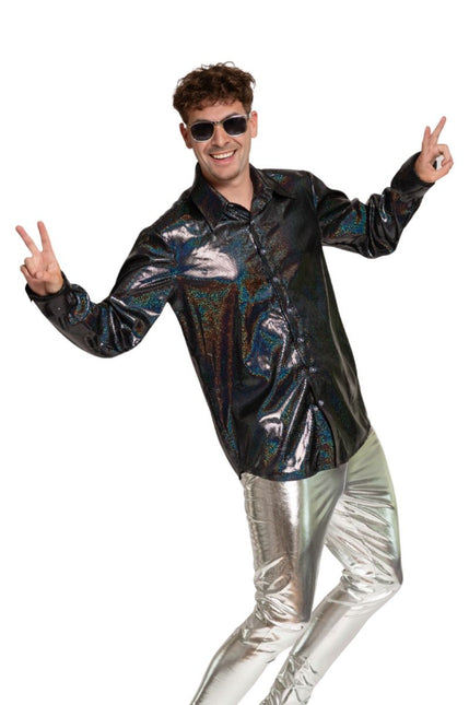 Disco 70S Shirt Zwart Heren van Partychimp koop je bij Partywinkel