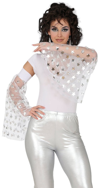 Disco 70S Vlindermouwen Zilveren Sterren van Fiestas Guirca koop je bij Partywinkel