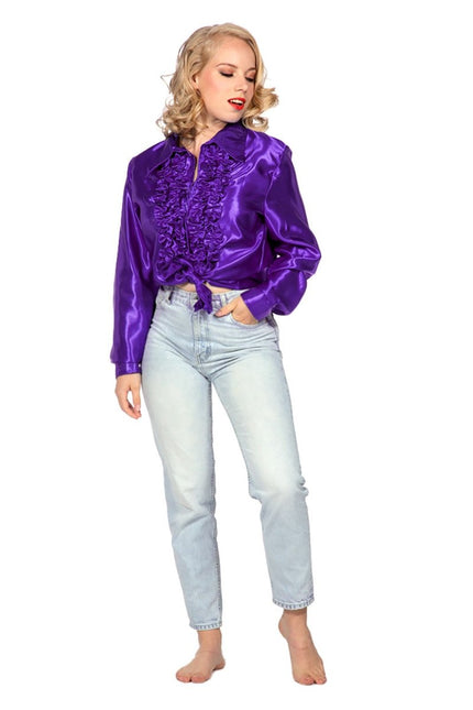 Disco Blouse Ruches Paars van Wilbers & Wilbers koop je bij Partywinkel