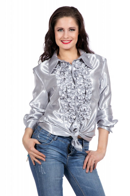 Disco Blouse Ruches Zilver van Wilbers & Wilbers koop je bij Partywinkel