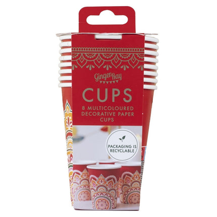 Diwali Bekers 266ml 8st van Ginger Ray koop je bij Partywinkel