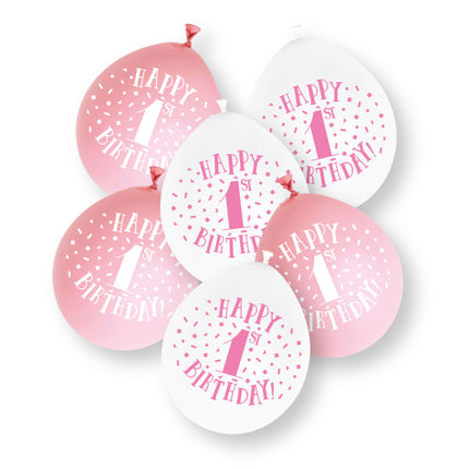 Ballons en latex rose « 1er anniversaire », 23 cm, lot de 10