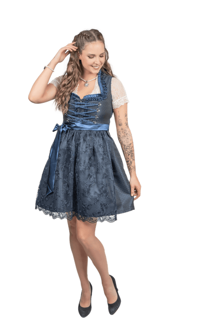 Donkerblauwe Dirndl Jurk Oktoberfest Dames 2 Delig van Haus Huberts koop je bij Partywinkel