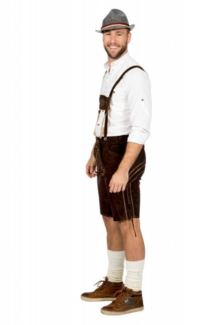 Donkerbruine Lederhose Heren Kort van Wilbers & Wilbers koop je bij Partywinkel