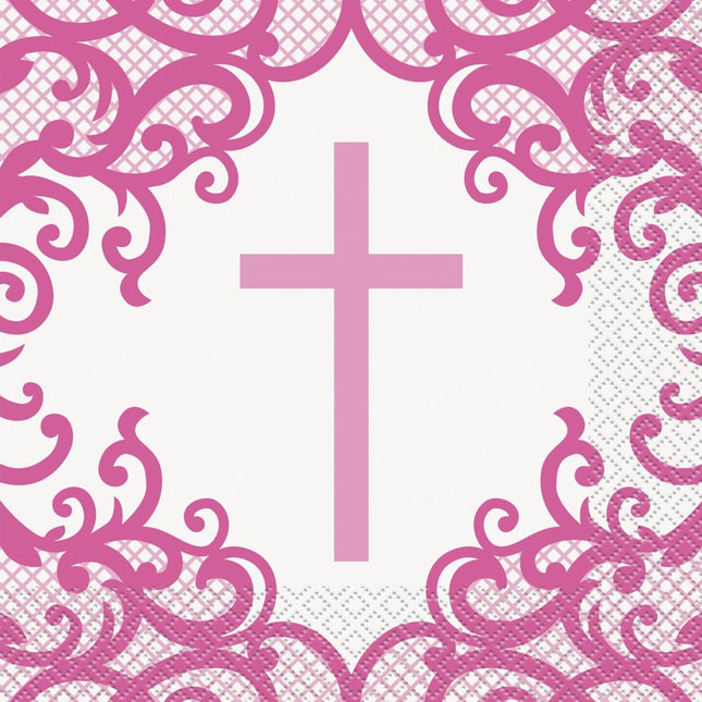 Doopfeest Servetten Roze 16st van Unique koop je bij Partywinkel