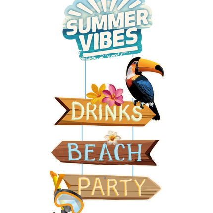 Plaque de porte colorée Summer Vibes 60cm