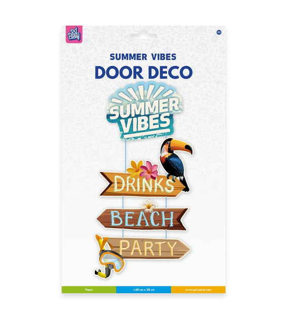 Plaque de porte colorée Summer Vibes 60cm