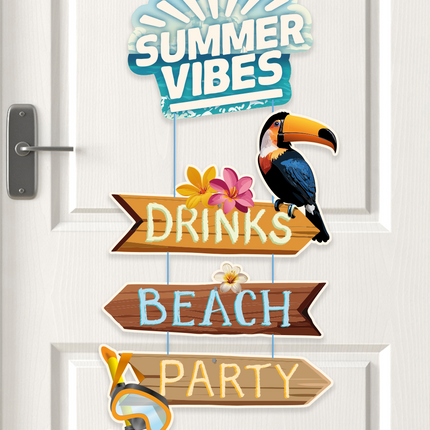 Plaque de porte colorée Summer Vibes 60cm