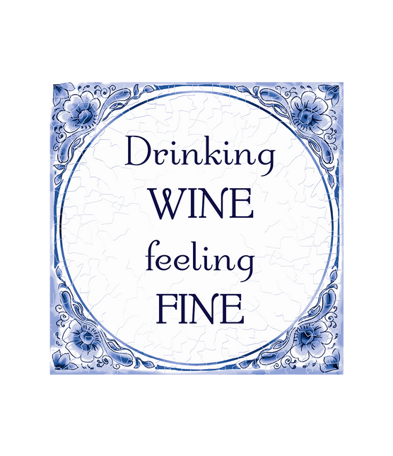 Drinking Wine Delftsblauw Tegel - Partywinkel - 8716764247323