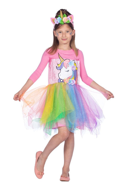 Eenhoorn jurkje met diadeem - Partywinkel - 8720059069941