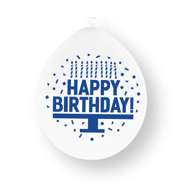 Ballons en latex assortis 'Joyeux anniversaire' bleu, 23 cm 10 pièces