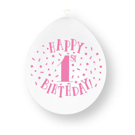 Ballons en latex rose « 1er anniversaire », 23 cm, lot de 10