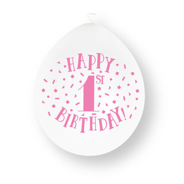 Ballons en latex rose « 1er anniversaire », 23 cm, lot de 10