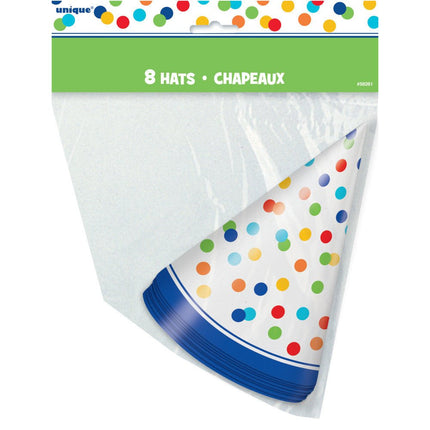 Feesthoedjes Confetti Regenboog 8st van Unique koop je bij Partywinkel