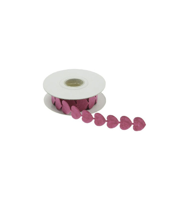 RUBAN DE FEUTRE CŒURS FUCHSIA 200 CM X 2 CM