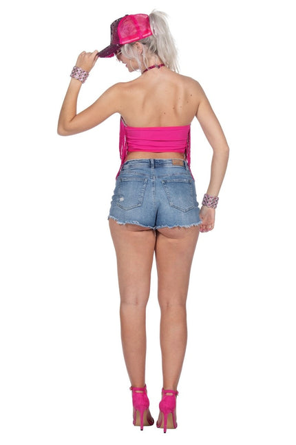 Festival top franjes kort (V) - Partywinkel - 8720059063871