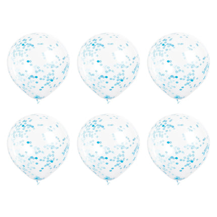 Ballons confettis bleu clair 30cm 6pcs