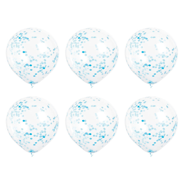Ballons confettis bleu clair 30cm 6pcs