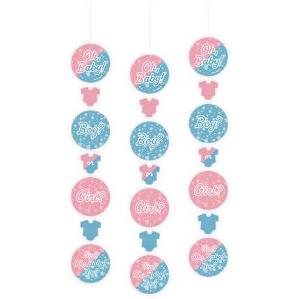 Décoration suspendue Gender Reveal 14cm 3pcs