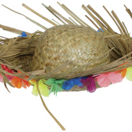 Chapeau de paille hawaïen avec fleurs