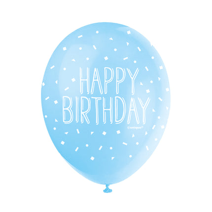Ballons Happy Birthday Confetti Bleu 30cm 5pcs
