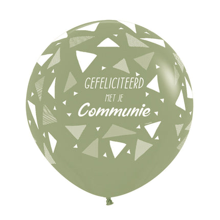 Ballons Félicitations pour ta communion Triangles Eucalyptus 61cm 3pcs
