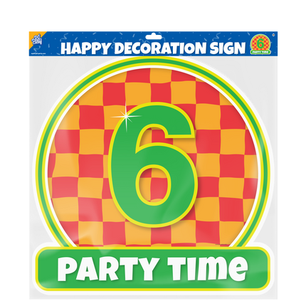 Plaque de porte 6 ans colorée 50cm