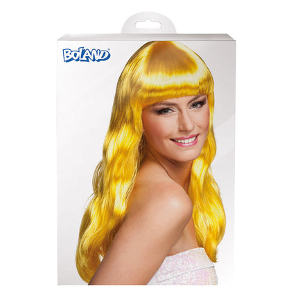 Perruque cheveux longs jaune
