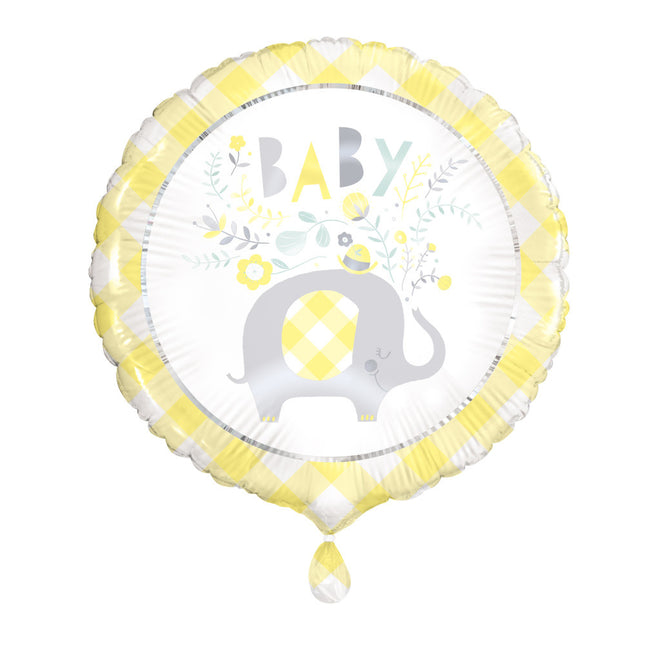 Ballon à l'hélium Bébé Eléphant Jaune 45cm Vide