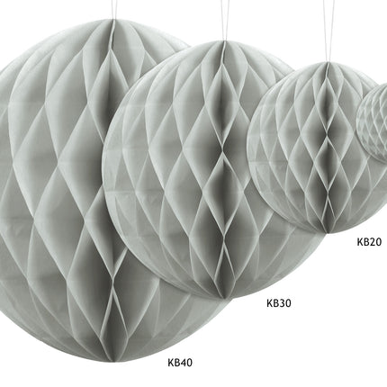 Boule en nid d'abeille gris clair 30cm