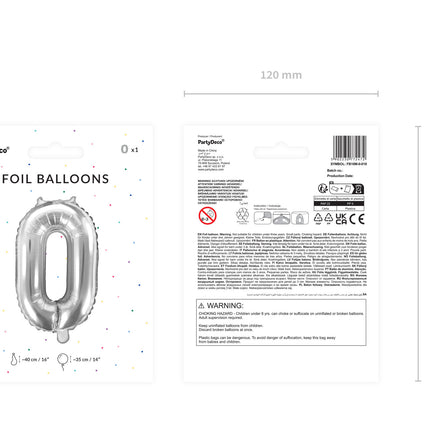 0 Year Figure Balloon Silver 35cm
