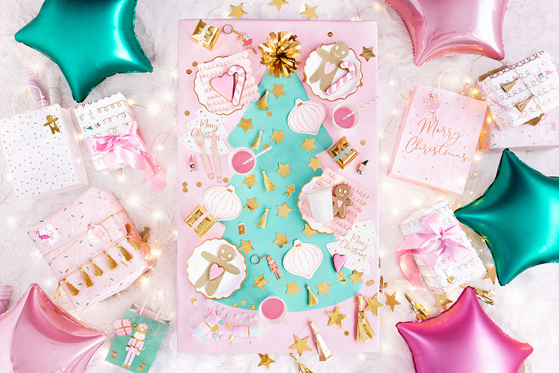 Autocollants pour cadeaux Noël Rose