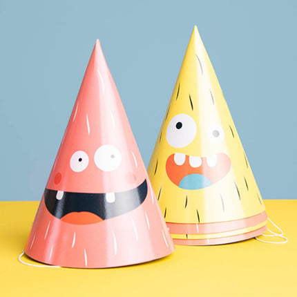 Chapeaux de fête pour monstres en papier Bash 6pcs